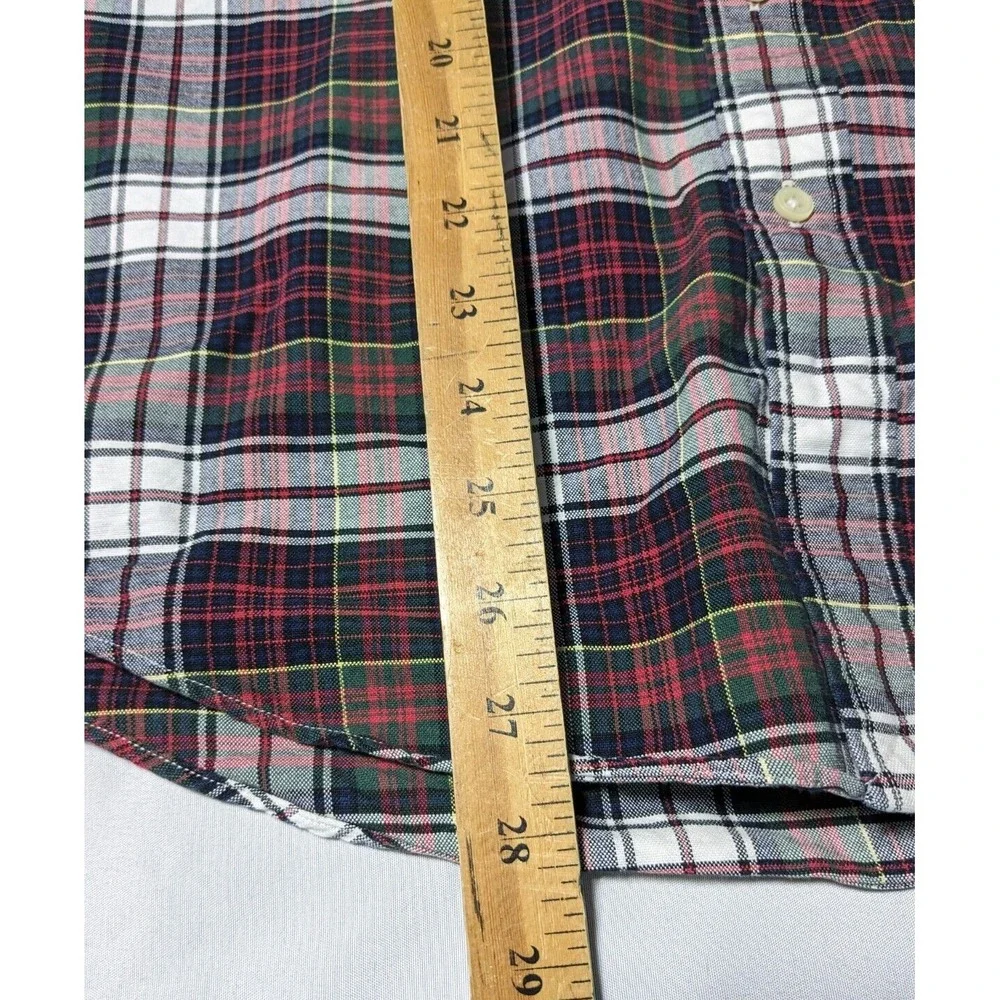 POLO RALPH LAUREN Men Small Red Blue Green Plaid Cotton Button-Up Shirt EUC‎